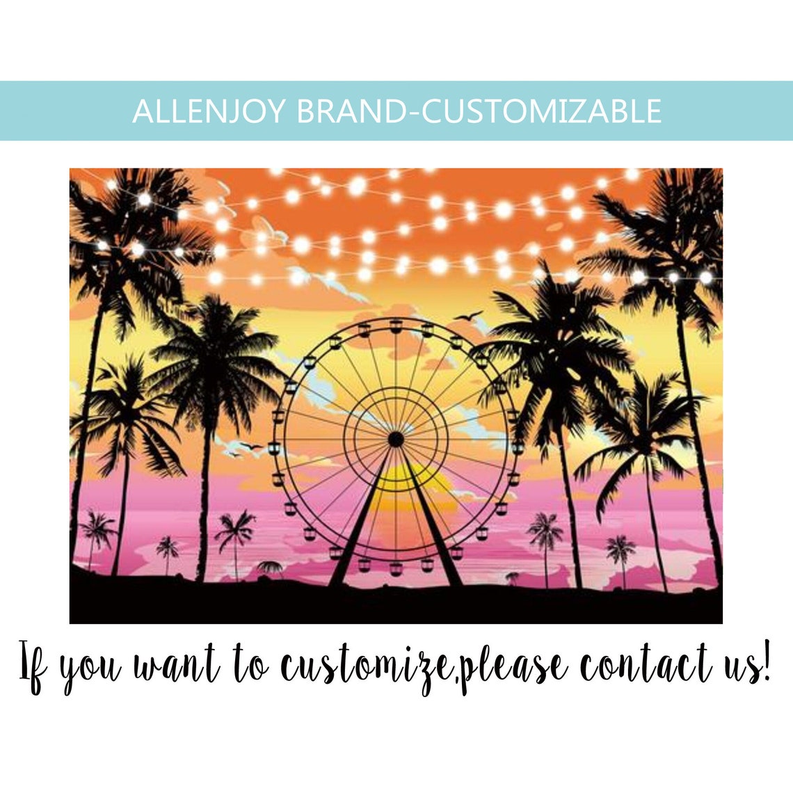 Summer Beach Photography Backdrop - 7x5ft Tropical Palm Tree Sunset Scene For Parties