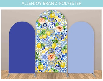 Mediterranean Lemon Bridal Shower Arch Backdrop,Main Squeeze Lemon Party Decorations,Blue and White Italian Wedding Chiara Arch Backdrop