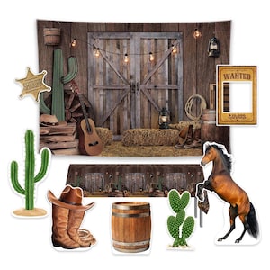 Western Cowboy Party Foam Board Character Props, Western Wood Party Backdrop, Western Party Cutouts Printing and Cutting