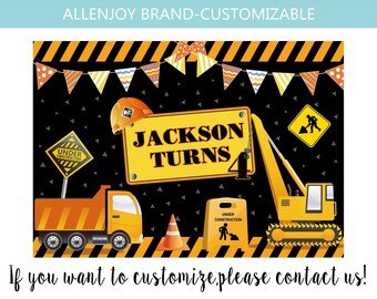 Construction Birthday Party Backdrop,Boy Construction Birthday Banner,Excavator Party Decorations,Baby Shower Construction Custom Banner
