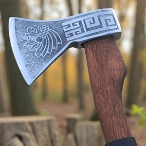 APACHE-yxa – Handgjort stålhuvud, askträhandtag