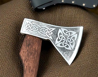 Axe SCYTHIAN – Handmade Stainless Steel Hatchet with Ash Wood Handle & Leather Sheath