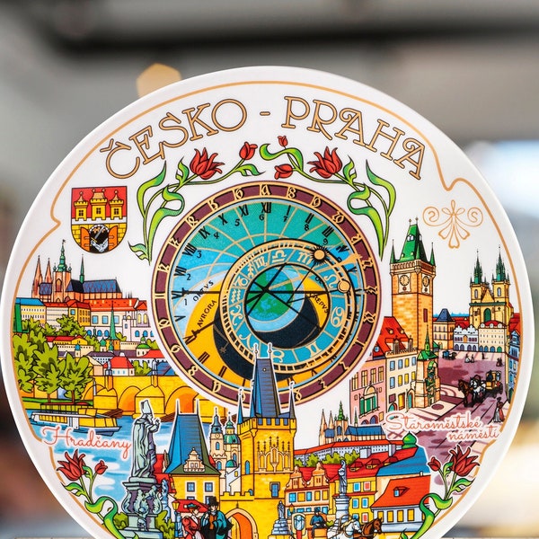 Prague Souvenir, Decorative Wall Plate, Gift from Prague, Ceramic Wall Plate, Chezh Gifts, Souvenir Plates from Different Countries