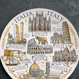 Italy Souvenir Plate, Ceramic Plate for Display, Italian  Decorative Plate, Milan Venice Bologna Pisa Naples Florence Rome Souvenir