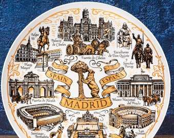 Madrid Souvenir Ceramic Wall Plate - Collectible Home Decor with Iconic Landmarks
