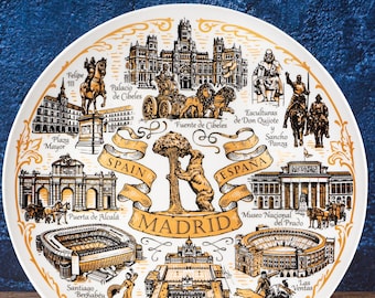 Madrid Souvenir Ceramic Wall Plate - Collectible Home Decor with Iconic Landmarks