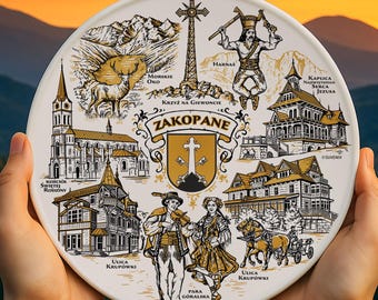 Zakopane 20cm Ceramic Souvenir Plate | Pamiątka z Polski | Tatra Mountains & Podhale Highland Decor