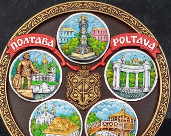 Hand-Painted Souvenir Plate from Poltava - Unique Ukrainian Pottery for Home Decor, Collectors, and Travelers