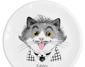 Catstein Plate 25cm - Einstein-Inspired Feline Genius Decorative Ceramic Plate