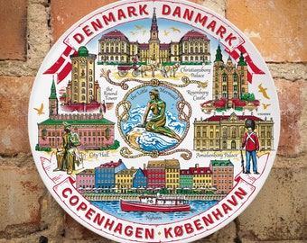 Colorful Copenhagen Landmarks Plate 20cm - Vibrant Porcelain Souvenir with Danish Scenery