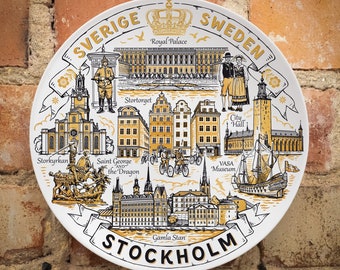 Sweden Souvenir from Stockholm, Decorative Plate for Display, Travel Gift from Sweden, Ceramic Wall Plate for Display