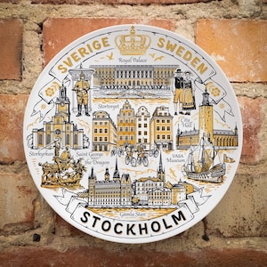 Sweden Souvenir from Stockholm, Decorative Plate for Display, Travel Gift from Sweden, Ceramic Wall Plate for Display