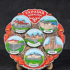 Ukrainian Souvenir Plate Handpainted Plate of Ukraine Castles Souvenir Plate of Ukraine Handmade Ukrainian Gift Hanging Ceramic Plate
