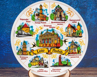 Lviv Souvenir Plate: Colorful Wall Decor Capturing Ukraine's Cultural Capital