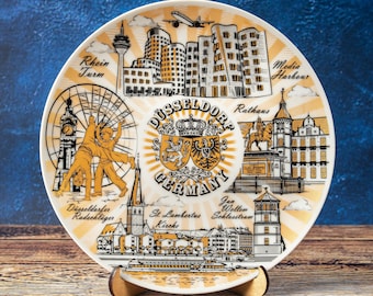 Dusseldorf Souvenir Ceramic Plate: Decorative Wall Art with Landmarks