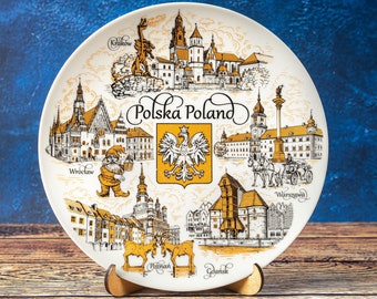 Poland Gold-Style Decorative Ceramic Plate: A Timeless Souvenir of Polish Landmarks