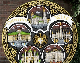 Vienna Gift from Austria, Hand Painted Decorative Plate for Hanging, Unique Home Decor from Different Countries, Handmade Souvenir