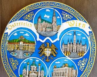 Vienna Souvenir Plate - Hand-Painted 3D Polyceramic Wall Decor - Collectible Travel Souvenir from Austria