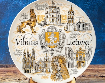 Vilnius Cityscape Ceramic Wall Plate: Capture the Beauty of Lithuania's Capital in Your Home Decor