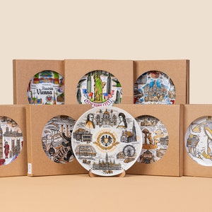 Hamburg plate. Gold style hanging wall porcelain plate 20cm decorative souvenir with wooden stand Hamburg Germany Deutschland landmarks image 9