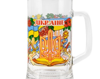 Ukrainian Heritage Beer Glass Mug: 11 oz of Authentic Craftsmanship and Tradition