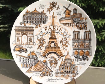 Paris Cityscape Ceramic Wall Plate 20cm: Embrace French Elegance with Sophisticated Home Decor