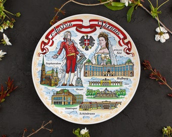 * vintage wall plate ❀ * スマートな テリア プレート Vienna Austria Souvenir Plate: Mozart, Landmarks, Ceramic Decor - Etsy