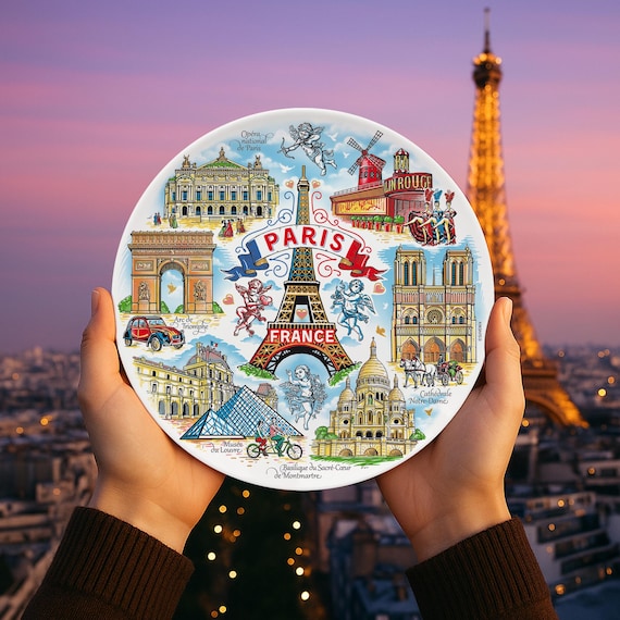 Paris Souvenir Plate: Handcrafted Ceramic Wall Art, Eiffel Tower