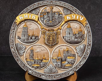 Hand-Painted 3D Polyceramic Souvenir Plate - Kyiv Landmarks - Limited Edition - Perfect Gift for Travelers and Collectors