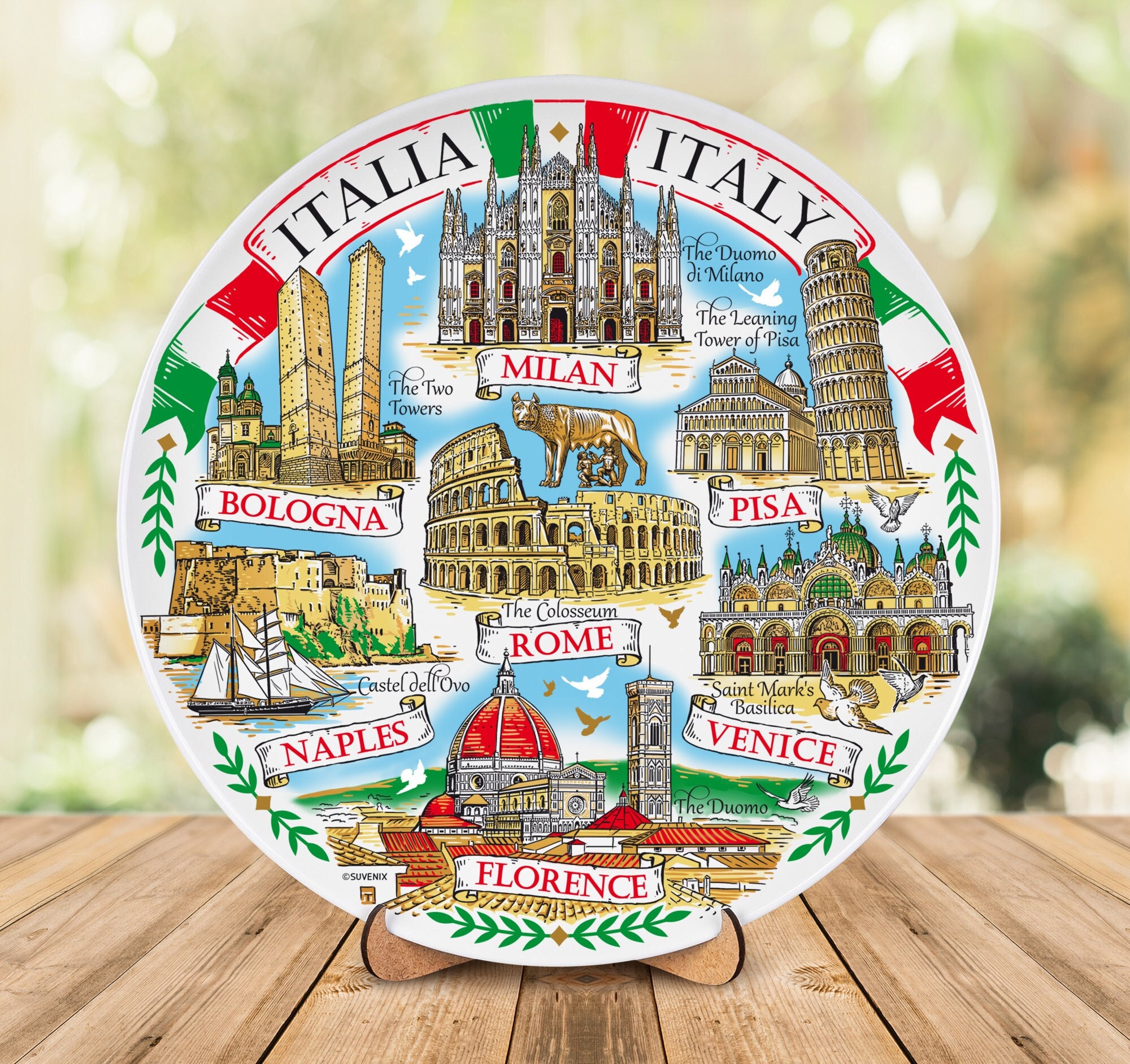 Italy Souvenir, Italian Plate, Gift From Rome Florence Bologna Venice  Naples Pisa Milan Souvenir Wall Plate, Italia Travel Souvenir Plate 