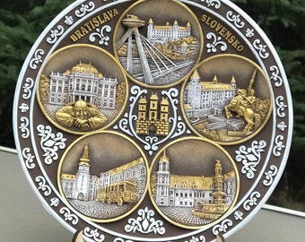 Bratislava Souvenir Plate - Hand-Painted 3D Polyceramic Decorative Wall Plate - Limited Edition Landmark Series