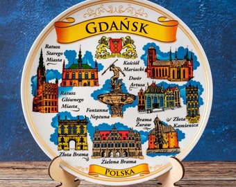 Authentic Gdansk Souvenir - Buy a Polish Ceramic Plate 20cm | Collectible Gdansk Landmark Wall Decor