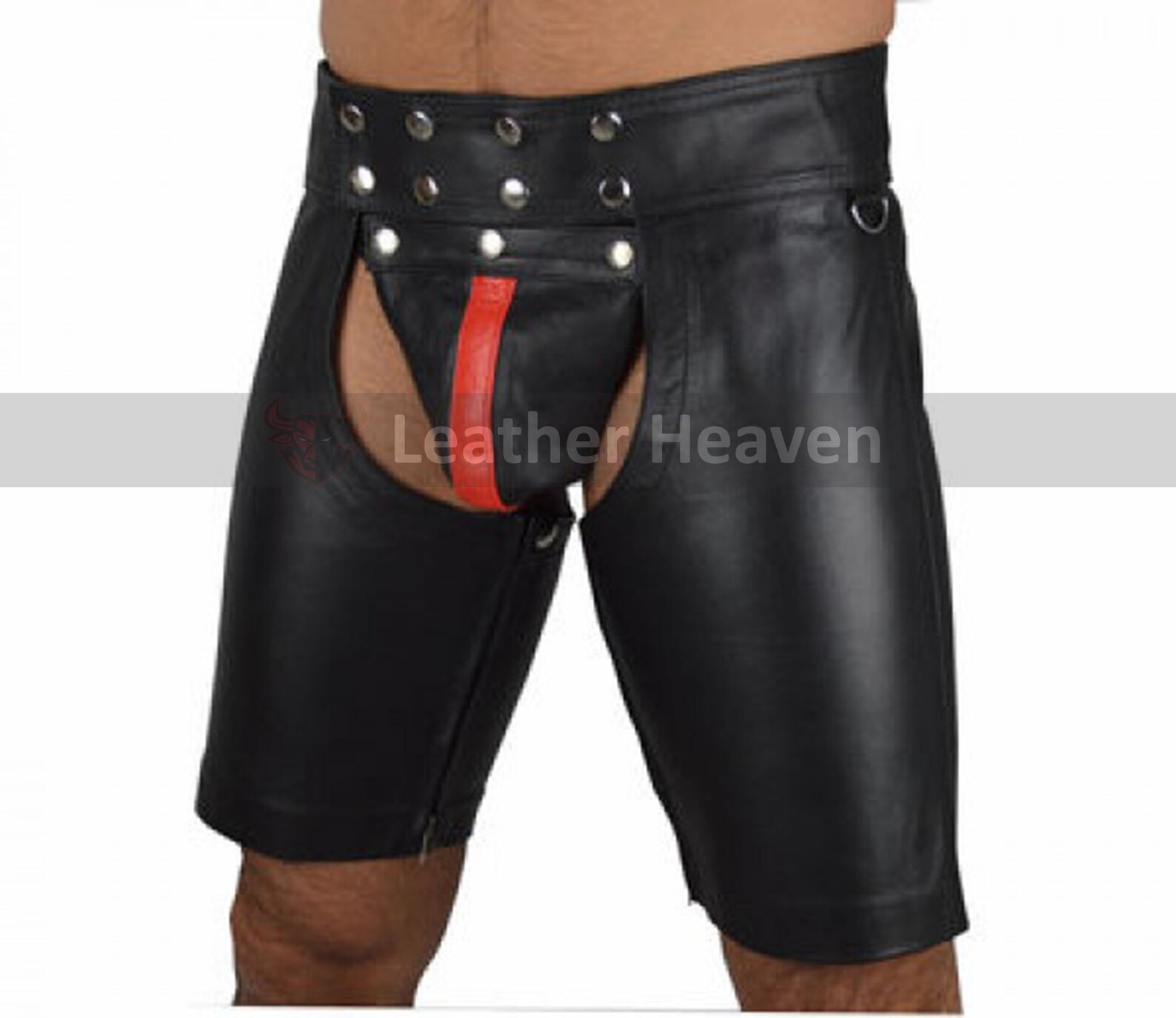 Mens Black Leather Chaps Shorts Genuine Cow Leather Fetish Etsy