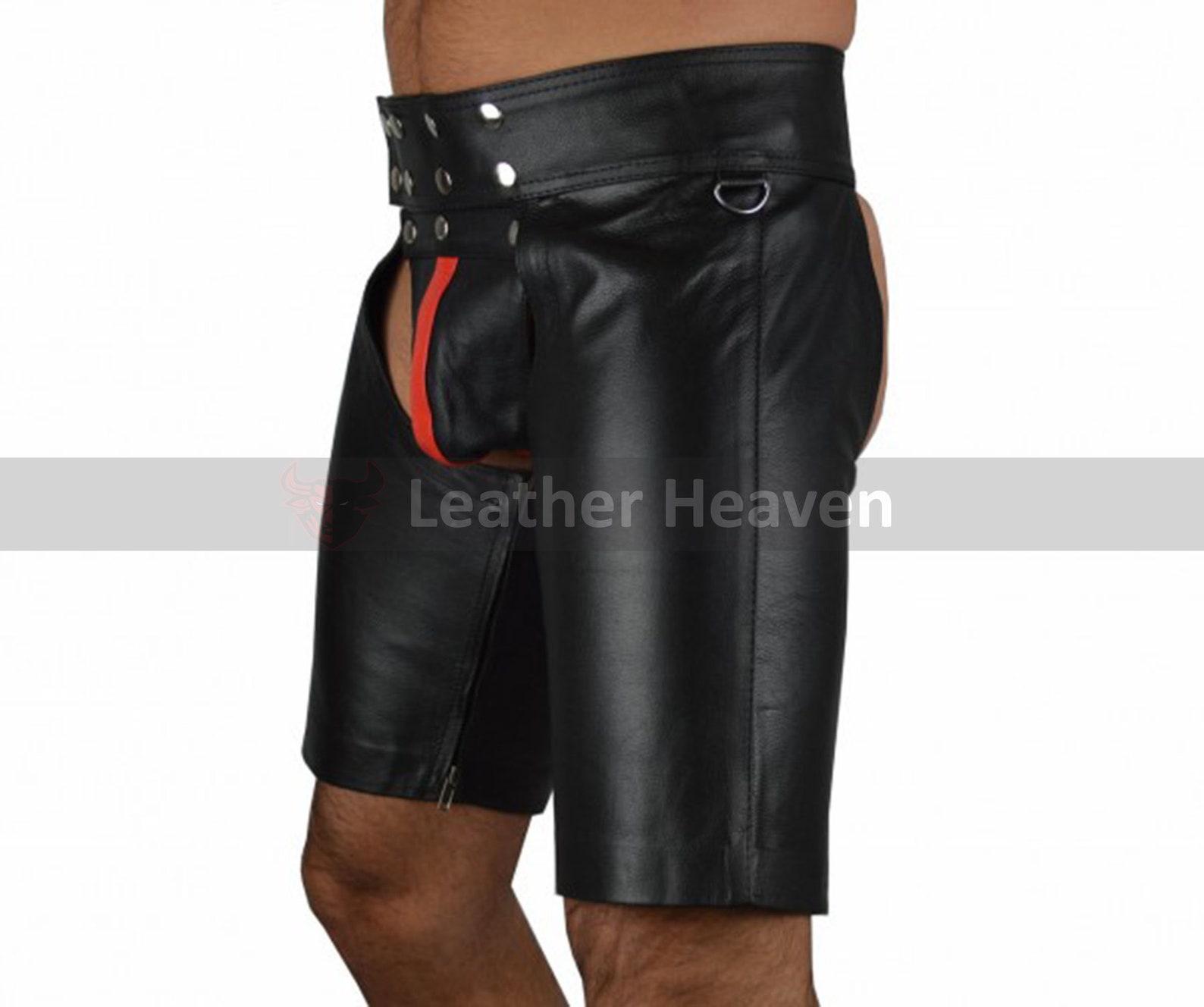 Mens Black Leather Chaps Shorts Genuine Cow Leather Fetish Etsy