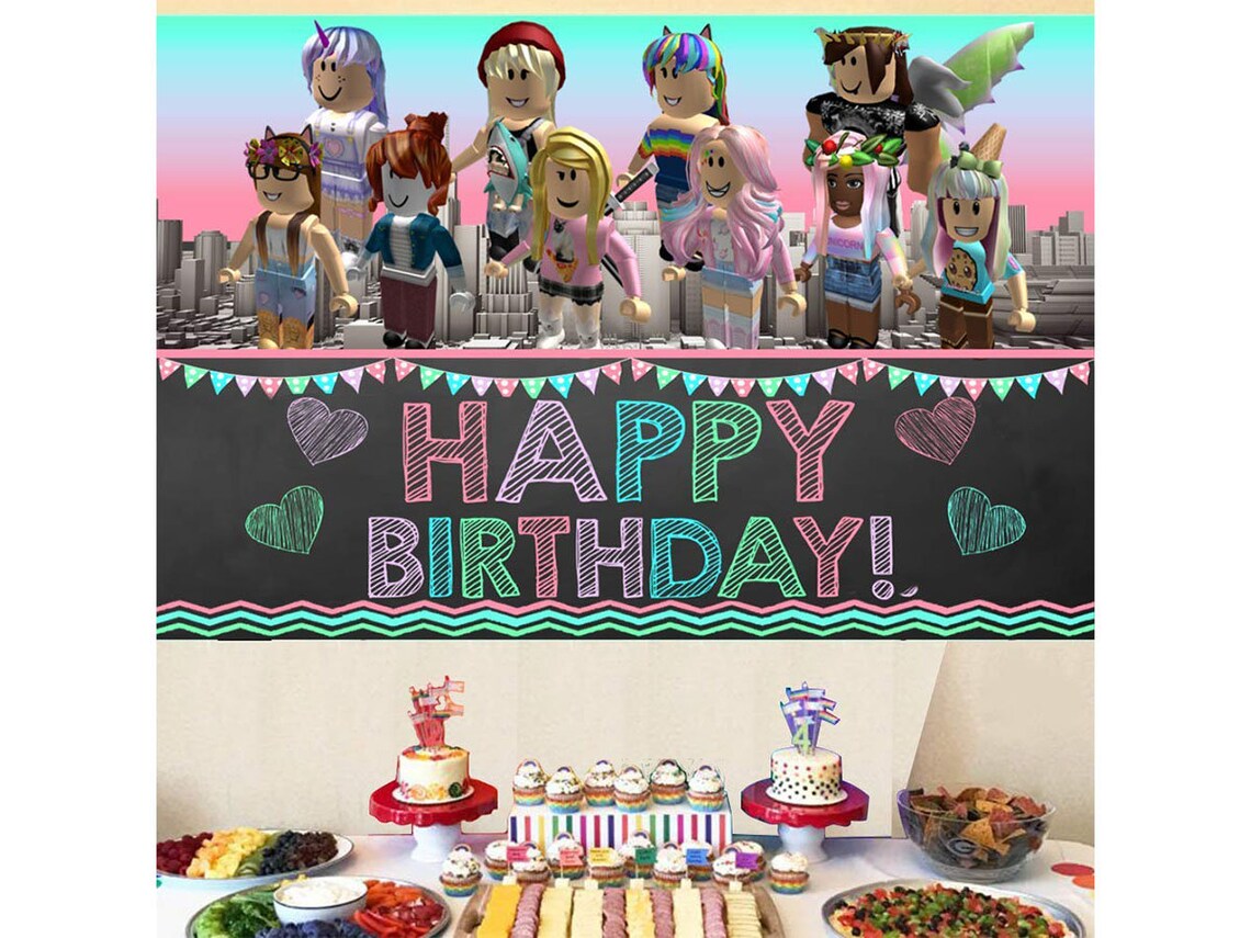 Girl Roblox Party SuppliesGame Roblox Birthday Backdrop for Etsy