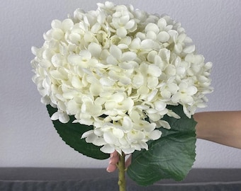 Artificial Hydrangea, Silk White Hydrangea, Giant Fake Hydrangea, Hydrangea Bouquet Single Stem, Spring flowers Decor High quality