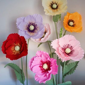 Papavero di carta gigante - grande papavero - fiori di papavero - grandi fiori di carta - decorazione per festa di matrimonio murale