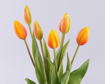 Tulipani artificiali realistici, 7 steli, bouquet di fiori primaverili, fiori in lattice, tulipani finti, tulipani Real Touch, fiori finti