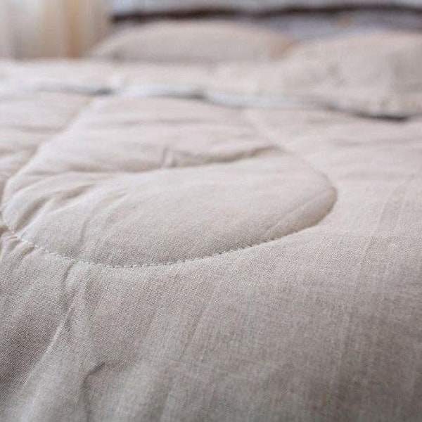 Summer Organic Hemp Blanket, Organic Linen Fabric, Organic Comforter Throw Duvet Quilt, Light white blanket, Full King Queen Twin size