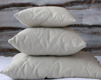 Organic Hemp pillow 20х26, natural bedding, non-bleached linen fabric, quilt pillow comforter, eco bedding, standart pillow