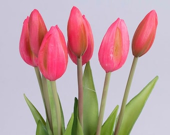 Roze tulpen boeket 40cm 7 stengels, echte touch tulpen, realistische tulpen, latex tulpen, roze tulpen bos, nep tulpen arrangement