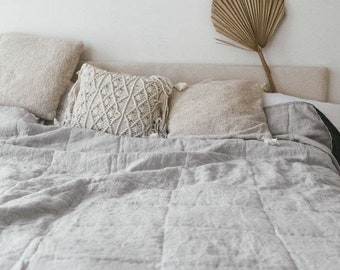 Organic Hemp Quilted Blanket: Non-Bleached Linen, Warm Winter Bedding