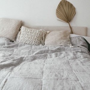 Organic Hemp Quilted Blanket: Non-Bleached Linen, Warm Winter Bedding