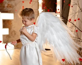 disfraz de niños alas de Cupido decoración alas de ángel pequeñas boda Halloween Ropa Ropa para niña Disfraces cumpleaños de niña de las flores Alas de ángel blancas 