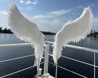 White Angel Wings on Stand: Photo Prop, Wedding Decor (5x5 ft)