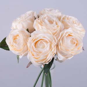 Bouquet di rose pesca, rose alte bianche artificiali, composizione rosa pesca, bouquet di rose finte pesca Blush, arredamento di nozze