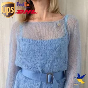 Festive dress and sweater, women&#39;s clothing set, belted satin dress, mohair sweater, bridesmaid sweater, bridesmaid outfit