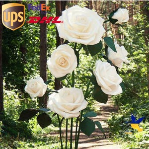 Fiori di carta giganti da stampare. Fiori di carta giganti | Modelli fiori di carta Modelli fiori rosa giganti, composizione di 5 e 7 fiori
