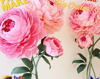 Large Paper Flower with Stem, Huge Paper Peony Photo Prop, Free Standing Paper Flower, Wedding Big Paper Flower Backdrop, Party Photo Booth