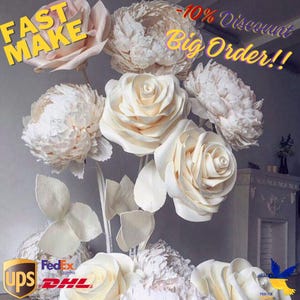 Set grandi fiori carta - Peonie rose decorazioni nuziali - Sfondo floreale gigante Isolon - Set peonie rose grandi fiori carta